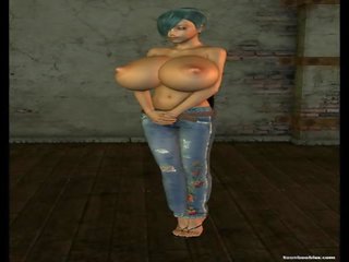 3D CG seductress with insanely large boobs